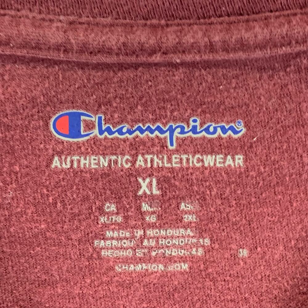 CHAMPION Men's Burgundy Script Logo Crewneck Regular-Fit T-Shirt SZ XL - Picture 9 of 9